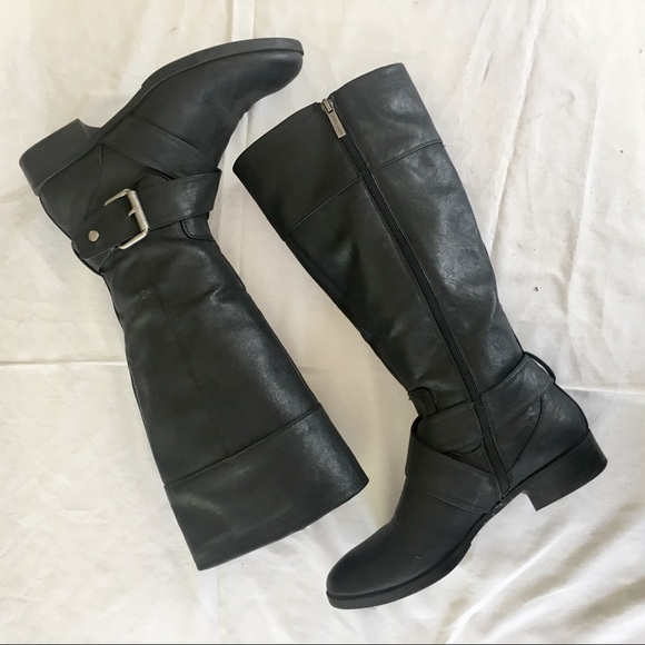 Nine West Shoes - Nine West Knee High Boots Bleack Leather Size 8.5